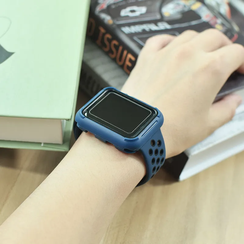 ТПУ чехол для Apple watch Case Apple watch 4/5 44 мм 40 мм силиконовые защитные часы бампер матч спортивный ремешок аксессуары 44 40