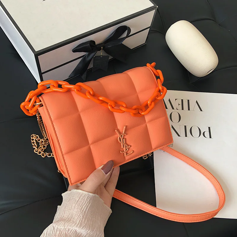 

11 Colors INS Puff Quilted Bags Chic Designer Square Crossbody/Top-Handle Bags Large-capacity Thick-chain Handbags For Women