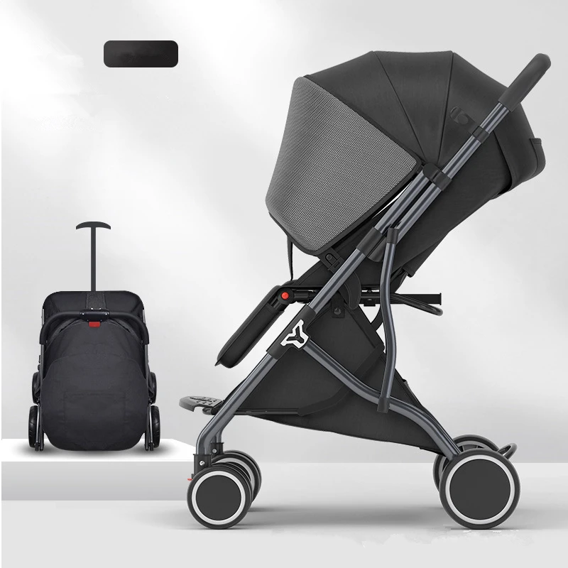 

6Kg Lightweight Luxury Baby Stroller 3 in 1 Portable High Landscape Reversible Stroller Hot Mom Pink Stroller Travel Pram