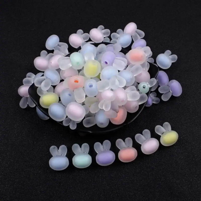 Cute Cartoon Frosted Animal Rabbit Head Shape Loose Spacer Acrylic Beads for Jewelry Making Handmade Bracelets Accessories |