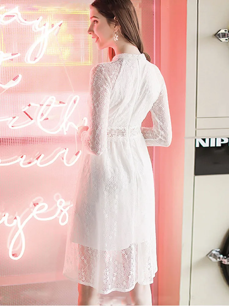 Темпераментное качество лучшее платье с длинными рукавами весна 2020 прозрачные