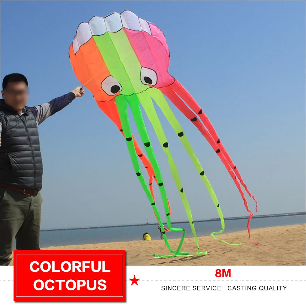 8 м красочный бумажный змей в форме осьминога мягкий надувной для audlts 3D