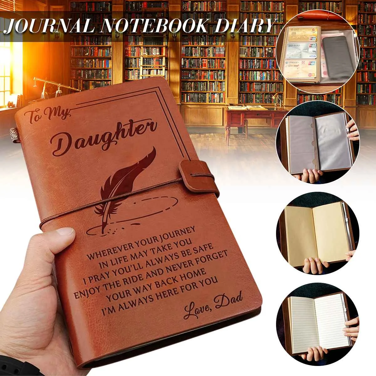 

20x12cm Engraved Leather Journal Notebook Diary To My Daughter Face Challenges Love Mon Engraved Notebook Diary