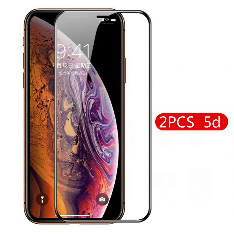 Изогнутое закаленное стекло 5D для iPhone x 2 шт. защитная пленка экрана xs max xr 8 7 6S Plus 6 5C