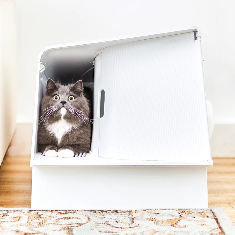 Electric Smart Closed Cat Litter Box Luxury Automatic Deodorization Enclosure Rabbit Kitten House Self Cleaning Pet Products Kit