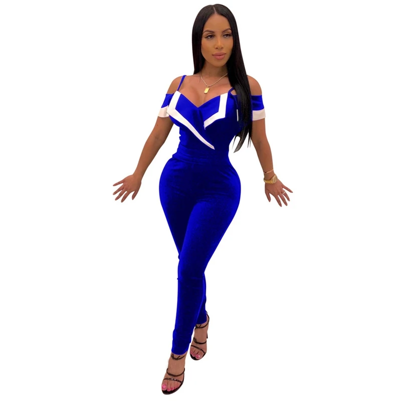 Женский Облегающий комбинезон с открытыми плечами черный сексуальный глубоким V