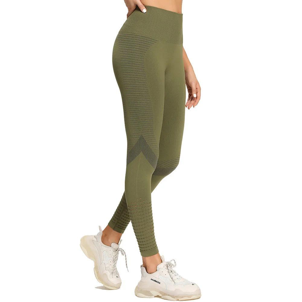 

Vamos Todos 21ss Mesh Jacquard Stacked Leggings Fashion High Waist Booty Lifting Womens Clothing Yoga Fitness Sport Green Pants