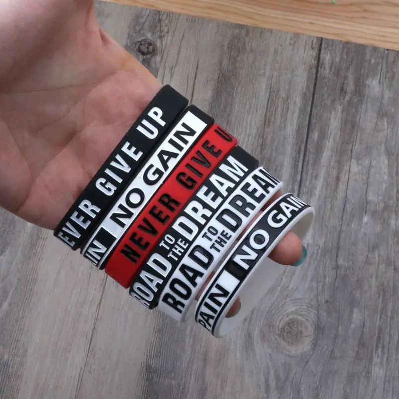 

Road to the Dream Never Give Up Motivational Bracelets Silicone Rubber Band Elastic Inspirational Bracelets Jewelry Gift