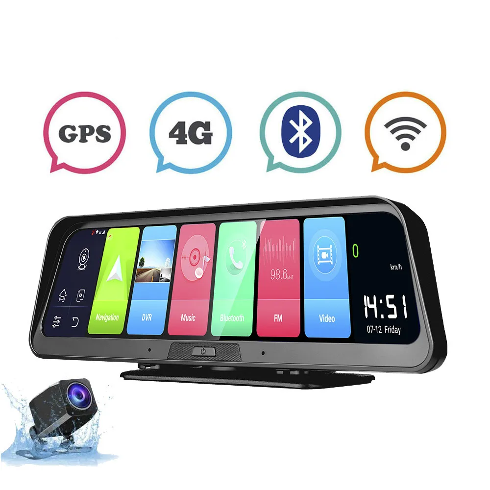 

10INCH Car DVR Android 8.1 2GB+32GB ADAS DashCam Mirror Camera 4G WIFI GPS Bluetooth Full HD 1080P Video Recorder Mount