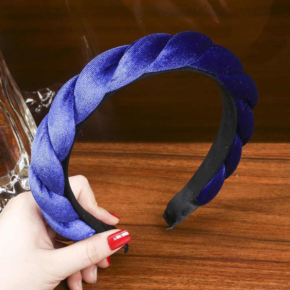 Twist Navy LEVAO однотонное бархатное украшение для волос с зубьями аксессуары для волос Корейский Твист повязка на голову для женщин и девочек - Цвет: Twist Navy