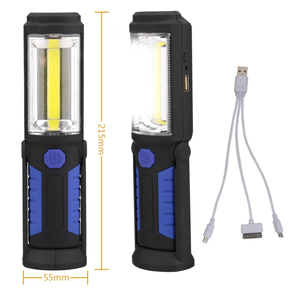 New Home Portable Usb Charging Cob Night Light Flashlight Led Flashlight Work Light Camping Emergency Light Built-In Battery
