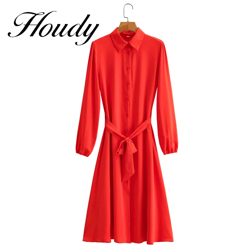 

2021 Summer and Autumn Women's Fashion Red Mini Dress Long Sleeve Slim Sexy V-neck Button Red Dress Party Bridesmaid Dress