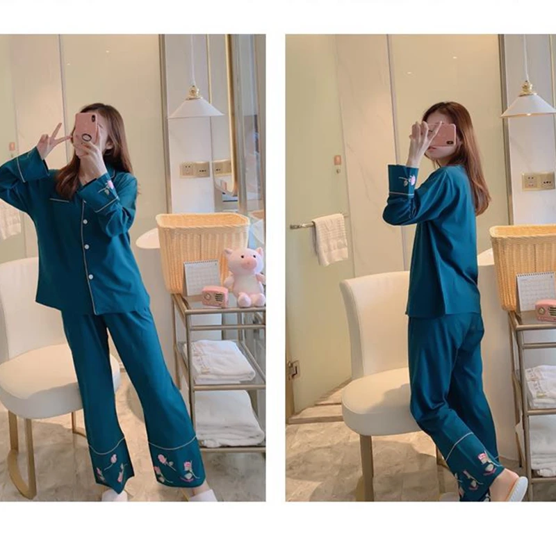 Новый стиль пижамы Женская с длинным рукавом корейская мода повседневная