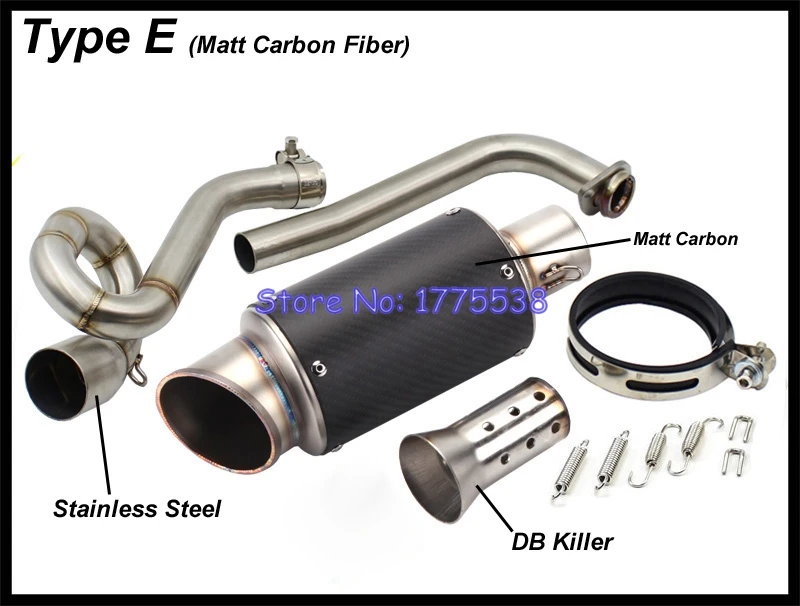 

For NVX125 NVX155 AEROX155 2016-2018 Motorcycle Exhaust Muffler Collector System with Carbon Fiber Exhaust Header Tube DB Killer