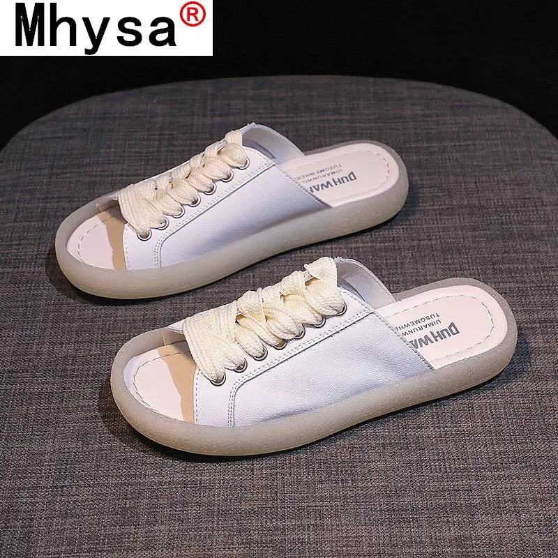 

Summer 2021 Fashion Casual Women Shoes Soft Bottom Slippers Fashion Leather Lace-up Open Toe Flat Women's Sandals Zapatos Mujer