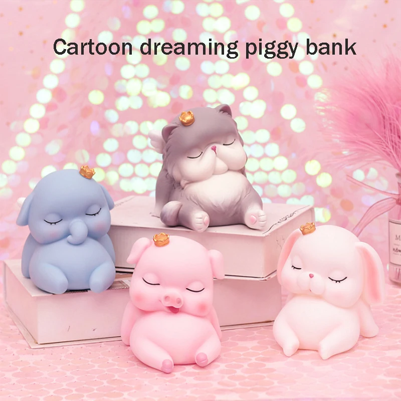 Новая мультяшная мечтающая розовая копилка детская игрушка виниловая