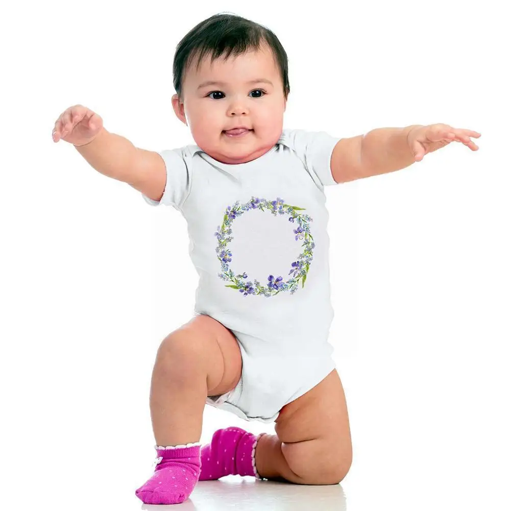 

Summer Baby Romper Flower Print Pattern Jumpsuit Sleeve Bodysuit Infant Style Soft Short For Newborn Loose T5B5