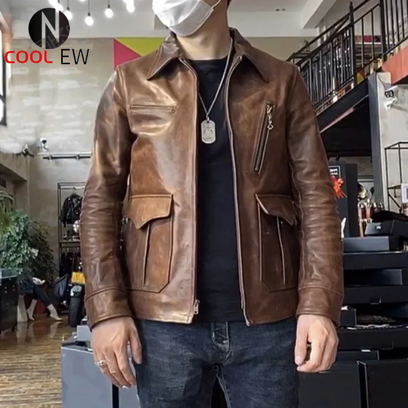 

Genuine Horse Leather Super Top Quality Slim Classic Horsehide Stylish Jacket, Asian Size Read Description Before Order!