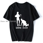 Забавная футболка с надписью GAME OVER брак, Мужская хлопковая футболка с коротким рукавом, топы, футболки