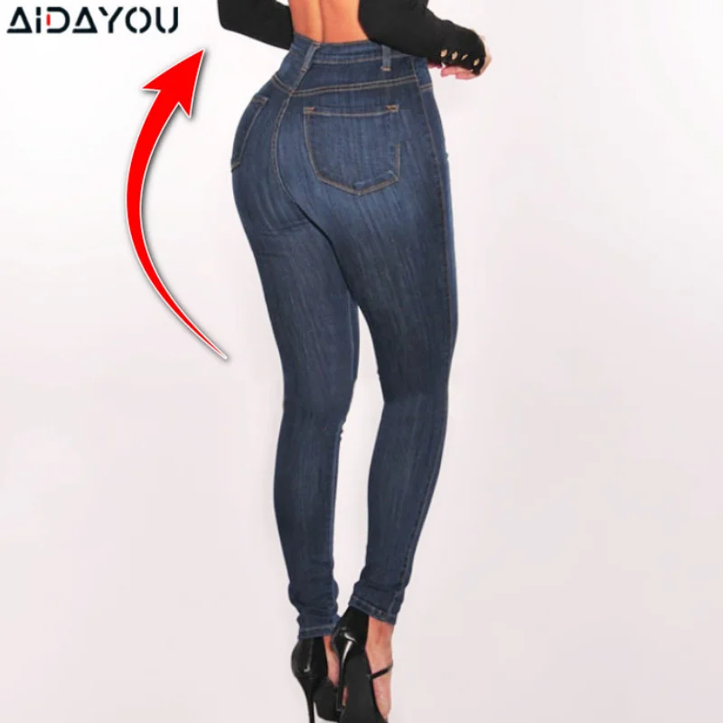 Женские джинсы с высокой талией встык подъема размера плюс 4XL Стрейчевые узкие