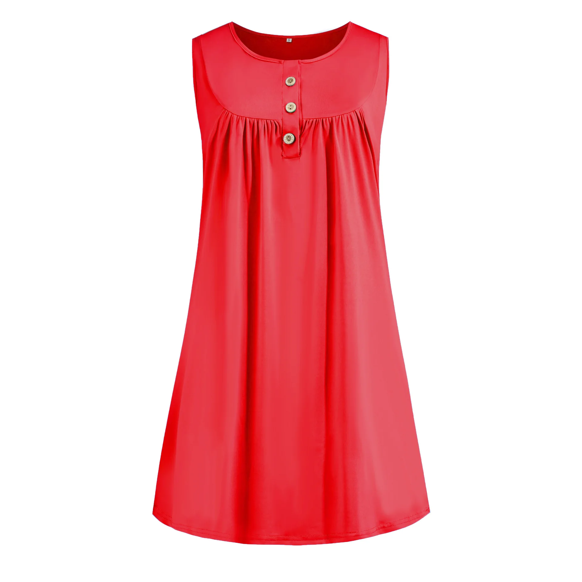 

2021 Spring Summer Pajamas New Women's Button Pleated Vest Casual Sleeveless Dress