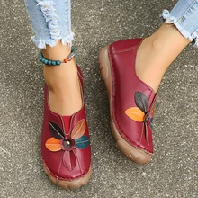 women's shoes round head flowers women casual large size lazy shoes flat bottom women's shoes loafer