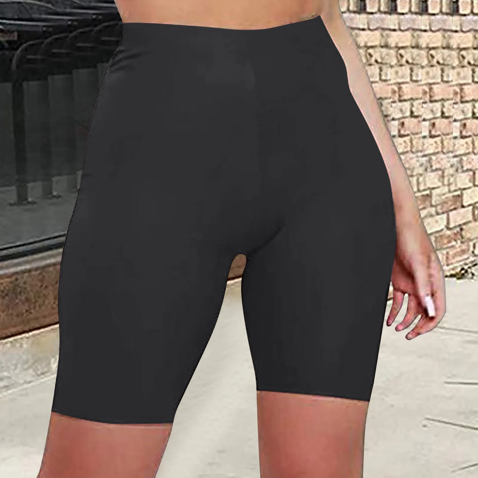 

shorts women Casual High Waist Fitness Shorts Fashion Biker Summer Shorts Slim Knee-Length Low Cycling Shorts Streetwear