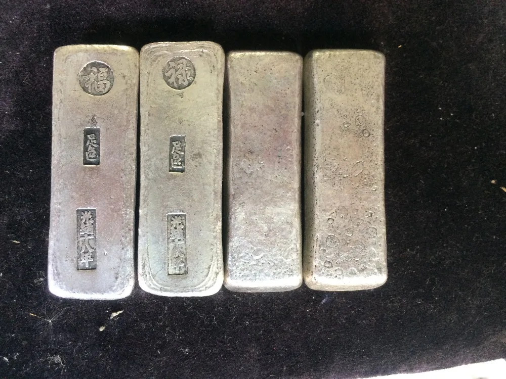 Китайская античная коллекция 4 шт. серебряные слизки FU XI LU SHOU Серебряный слиток