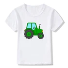 Футболка с принтом зелёного фермерского трактора для детей, одежда для маленьких мальчиков и девочек, лето 2021, подарок для детей