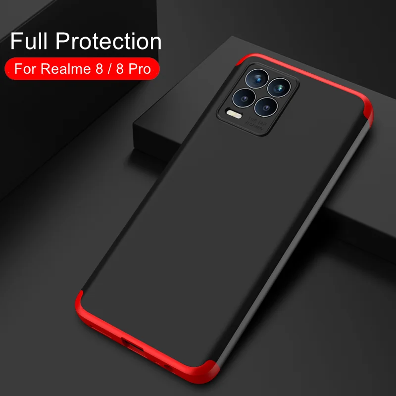 Чехол для OPPO Realme 8 Pro 360 полная защита чехол 3 в 1 матовая Жесткая Пластиковая Задняя