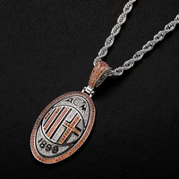 european and american style high quality golden ac milan medal ice cravejado aaa cubic zircon necklacependant jewelry for gift