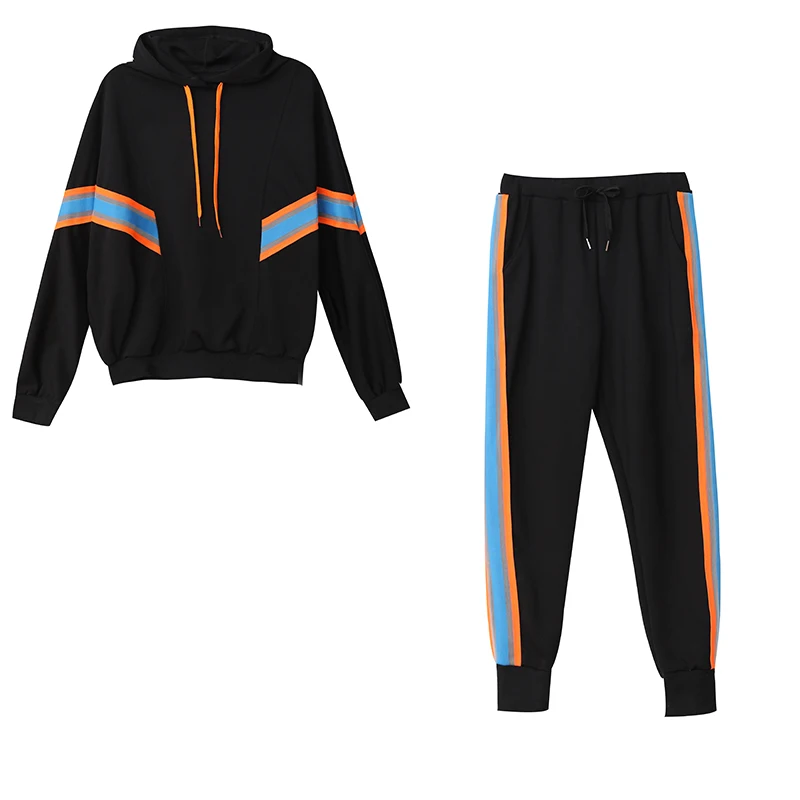 

Новинка, осенняя флисовая толстовка с капюшоном, корейская мода, повседневные брюки большого размера, комплект из двух предметов, женская о...