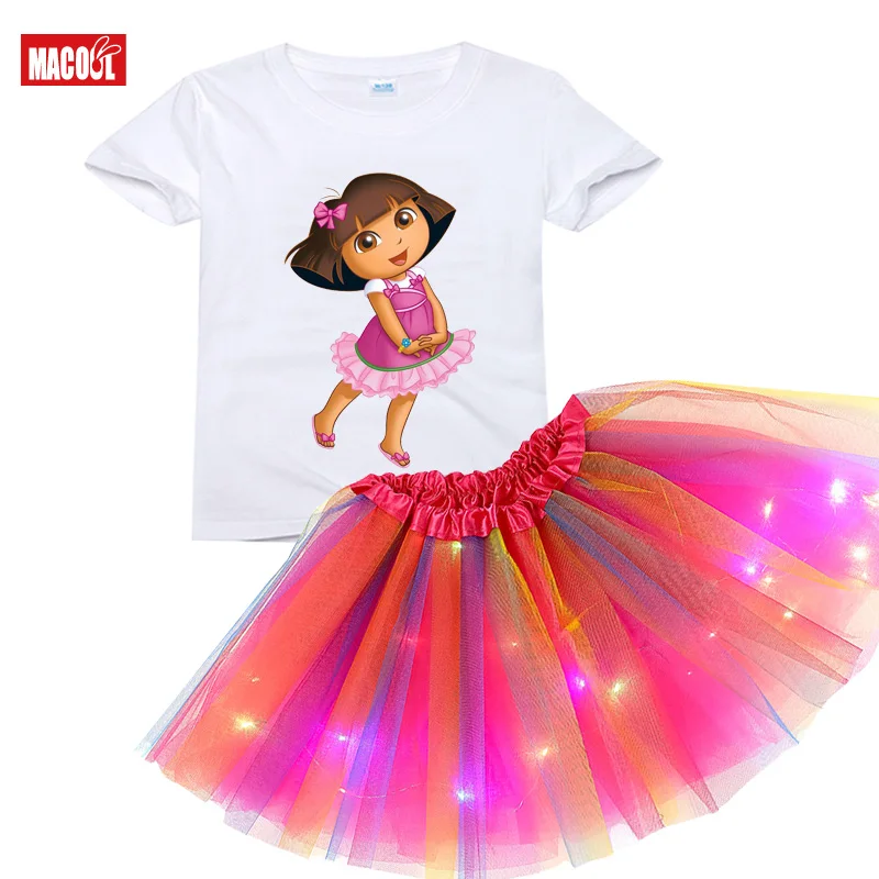 Rainbow Dress Tutu Dress Suit Kids Clothing for Girls Clothes Set Children Clothing Summer Skirt Light Toddler Birthday Outfits