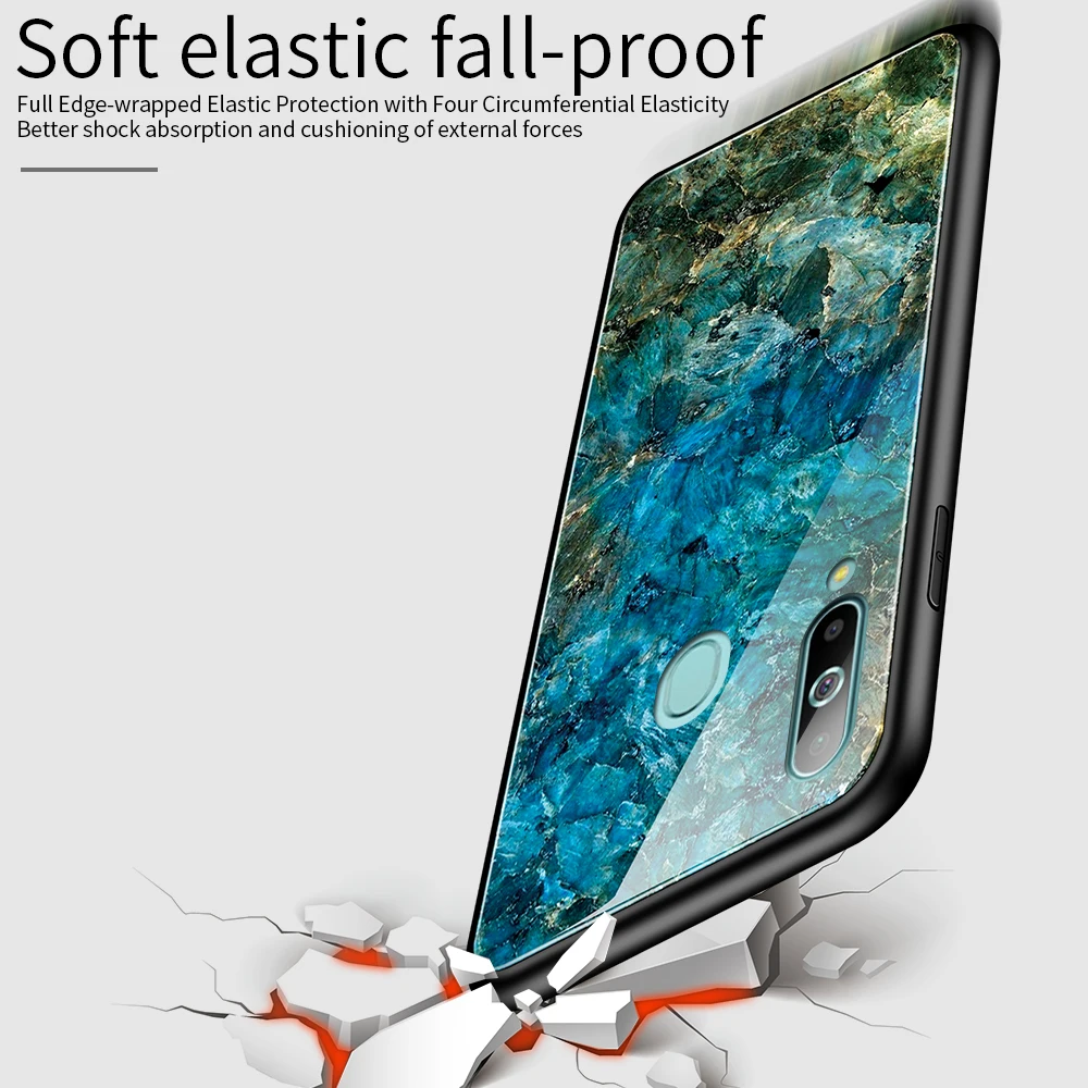 Marble Color Tempered Glass Case For Samsung Galaxy Note 10 Plus 9 A70 A50 A40 A60 A30 A20 A10 Silicone Phone Bumper |