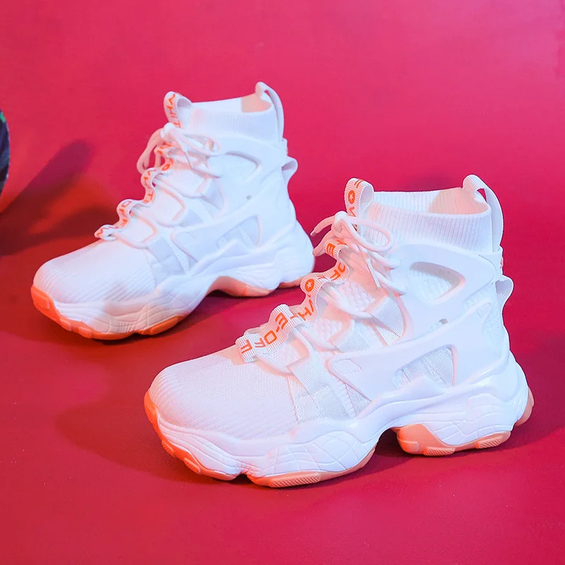 

Spring 2021 New Women's Sneakers Air Mesh High Top Sneakers Korean Fashion Tennis Shoes Leisure Breathable Sports Running Shoes