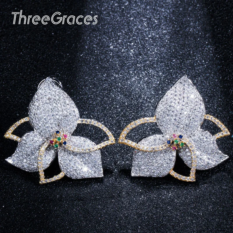 Модные брендовые серьги Threegraces 2020 в виде больших цветов Серьги серебряного цвета