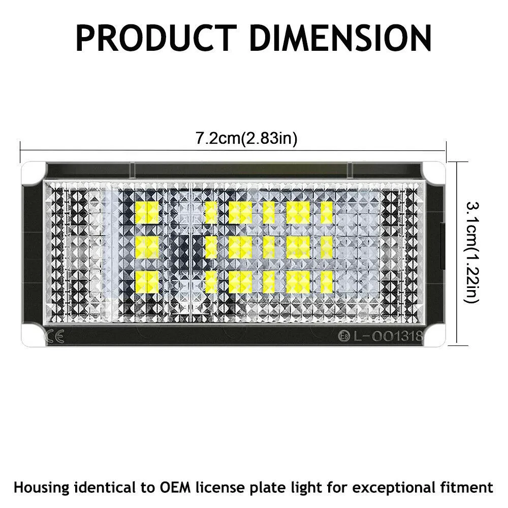 

Replacement LED License Plate Lights 12-30V 2pcs/kit 3528 SMD 6000 - 6500K Error Free