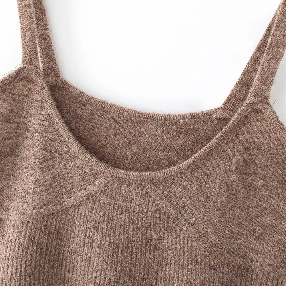 Женская облегающая трикотажная кофта тонкая без рукавов в стиле ретро новинка