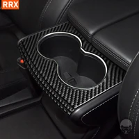 for tesla model x 2016 2020 s 2012 2020 water cup holder cover trim sticker real carbon fiber stickers car interior accessories
