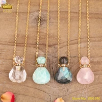 natural labradorite amazonite stone beads essential oil diffuser perfume bottle pendant chains necklace women delicate jewelry