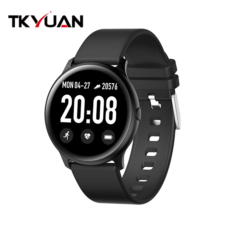 TKYUAN kw19 Смарт-часы женские 1,3 дюймов тонкие BT4.0 часы Активный Пульс фитнес-браслет водонепроницаемые Смарт-часы для мужчин - Цвет: black