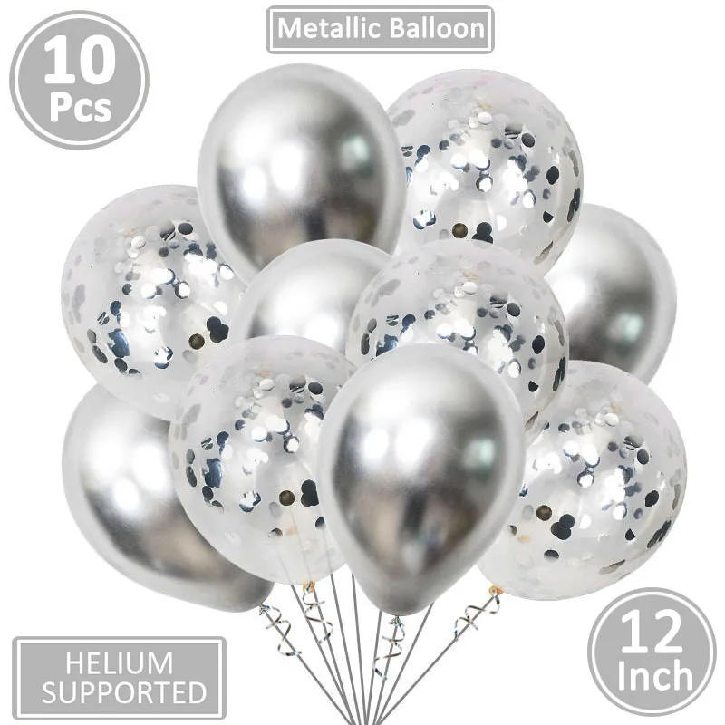 silver metal pearl 10 шт смешанный воздушный шар "Конфетти" Свадебные украшения для детского душа Девичник вечерние DIY Настольные принадлежности - Цвет: silver metal pearl