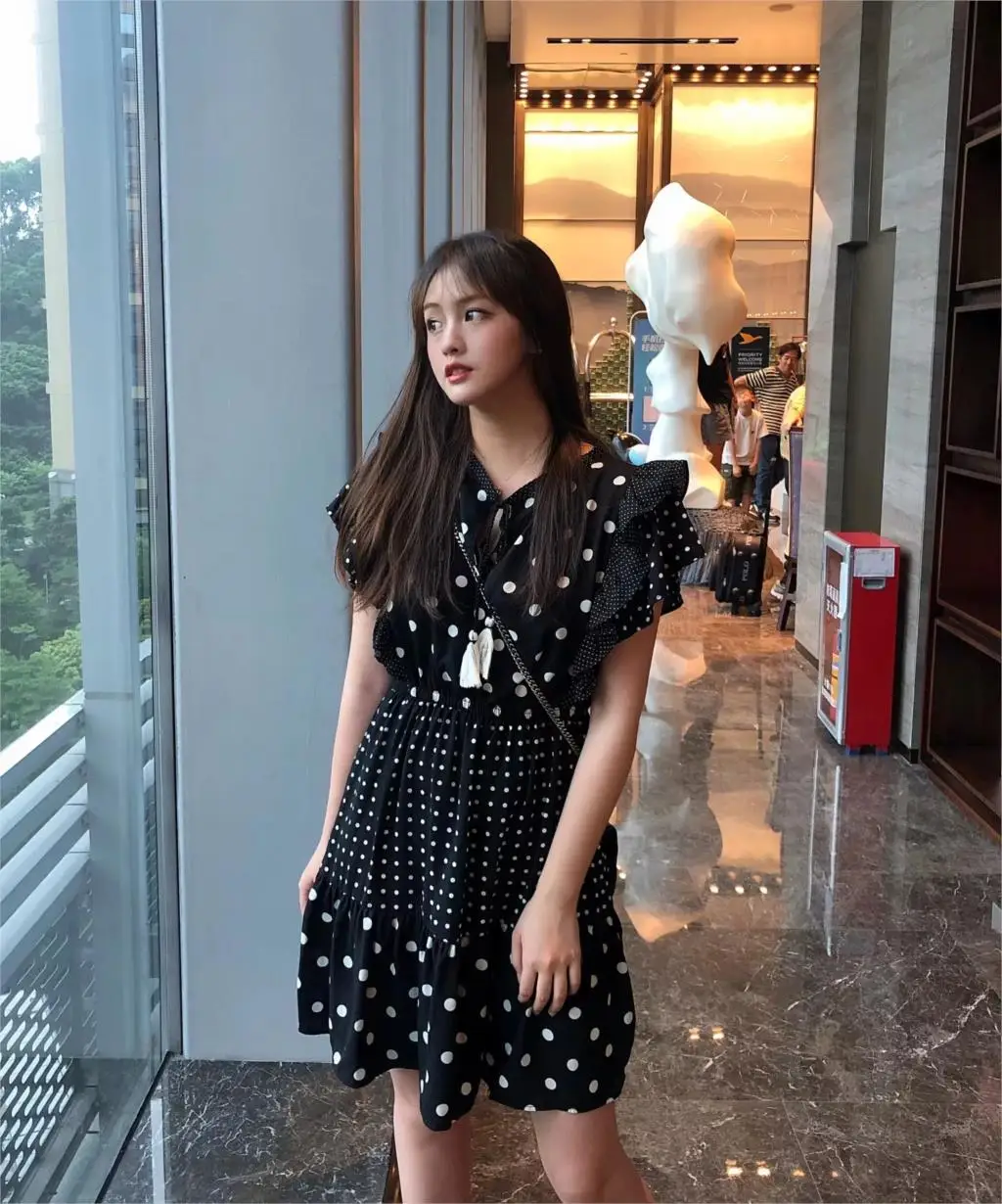 Летнее платье 2019 сексуальное богемное платья в белый горошек для девочек принт