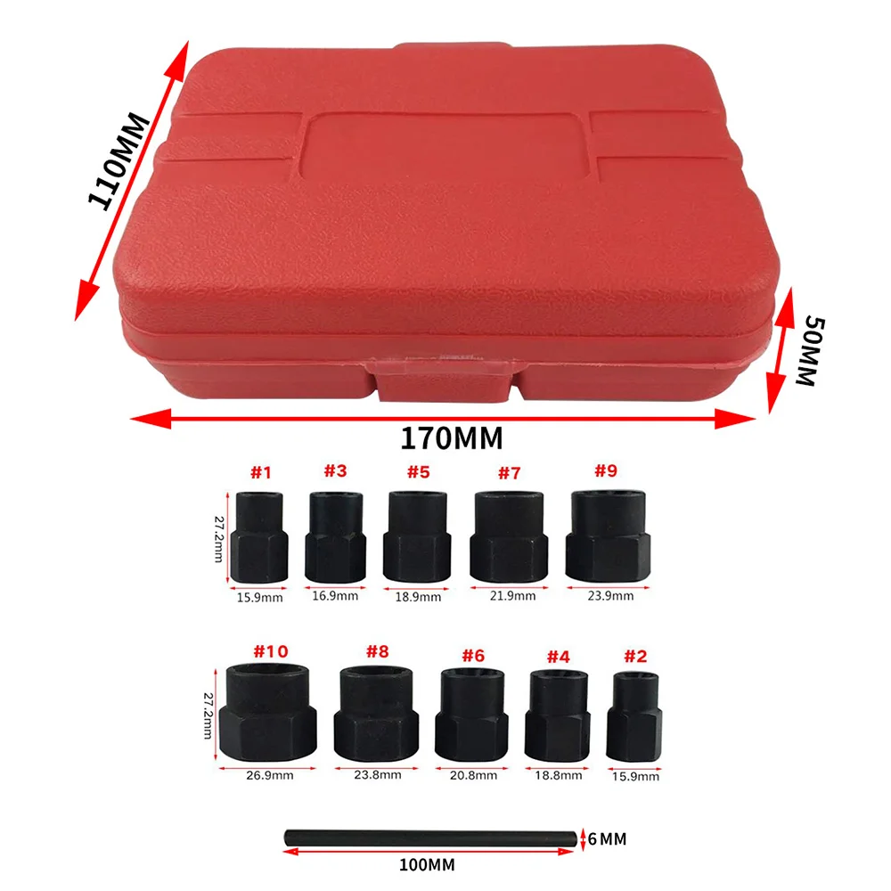 

11pcs Twist Socket Set Damaged Lug Nut Extractor Tools Durable