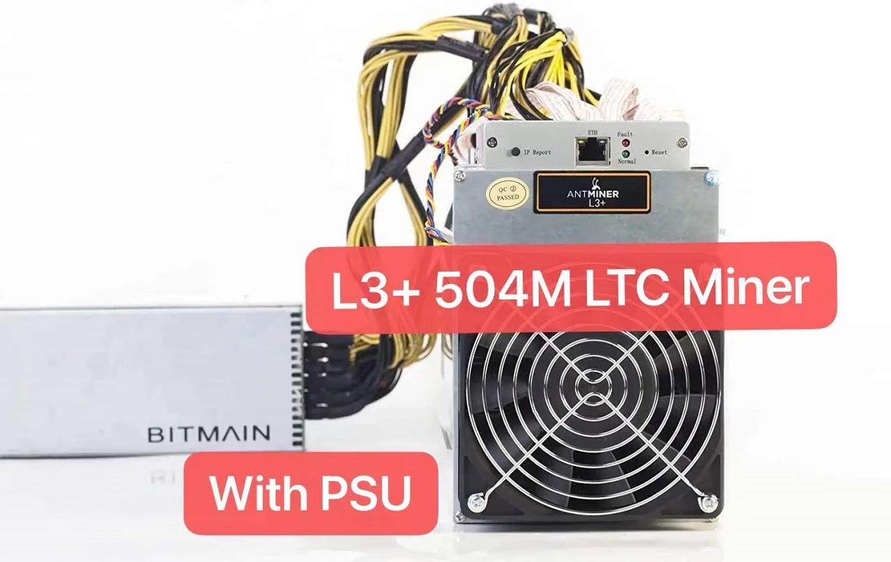 

Free Ship High Profile Bitmmin Antminer Second Used Mining Machine L3+ 504Mh/s With Power Supply Antminer Miners L3 Plus Miner