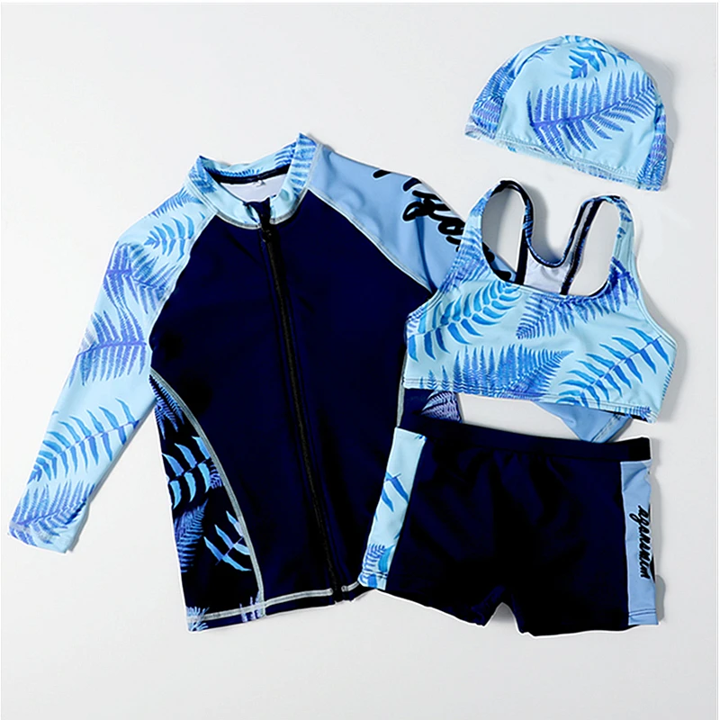 

STAERK children 3-7 Years Girl Swimsuit Kids Plant Print Teenage Girl Bikini Set Crop Top Girls Bathing Suit 3 Piece Children's