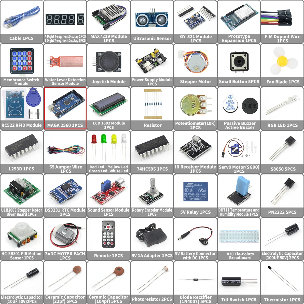 Полный стартовый набор EQV MEGA 2560 для Arduino Mega2560 Nano с LCD1602 IIC/ультразвуковым
