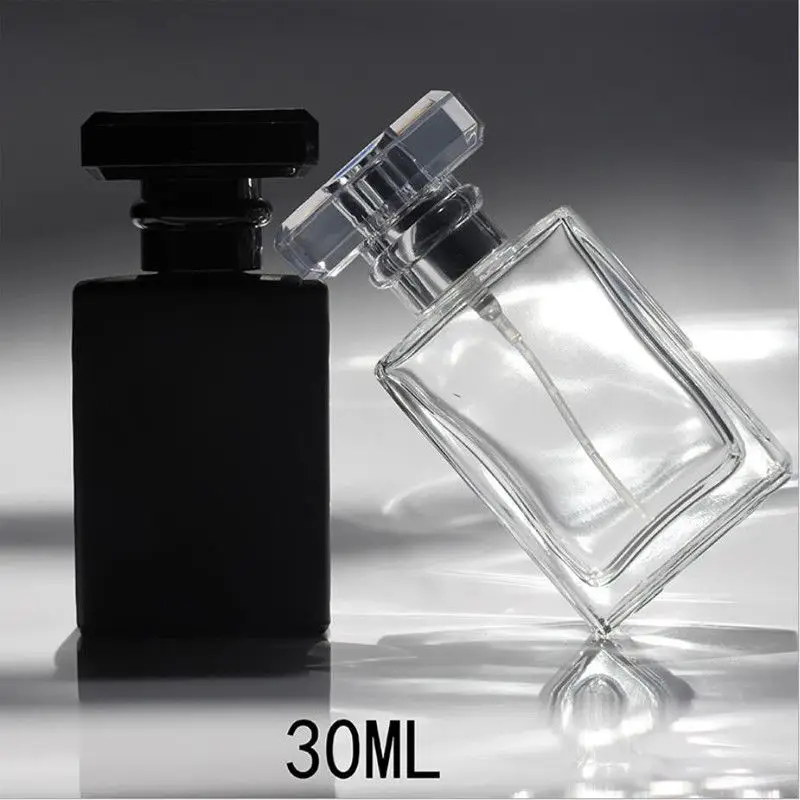 Новый 30 мл прозрачный/черный многоразовый стеклянный Заправляемый спрей флаконы