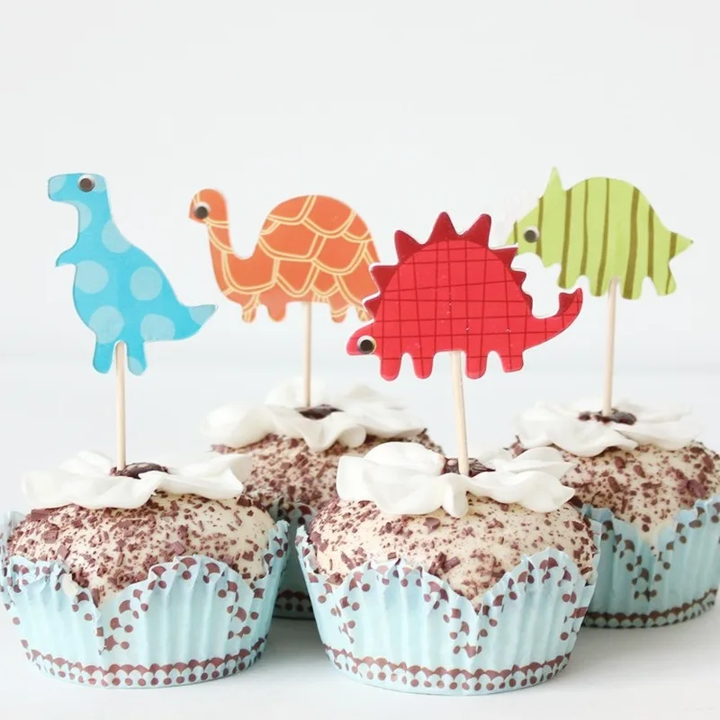 24 шт./лот голубой розовый слон Торт Топперы детский душ украшения динозавр