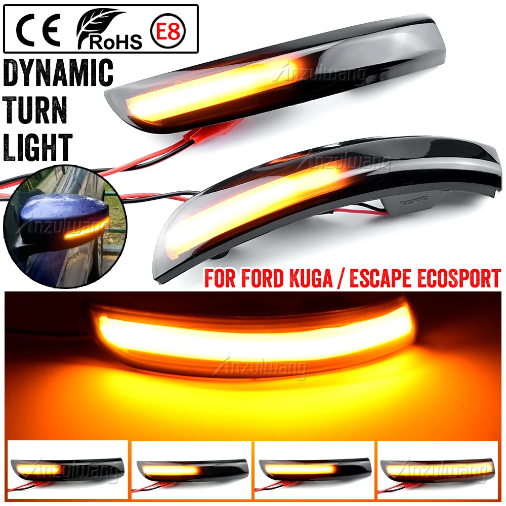

For Ford Kuga Escape EcoSport 2013-18 Focus 3 MK3 SE ST RS LED Dynamic Turn Signal Light Side Rear-View Mirror Indicator Blinker